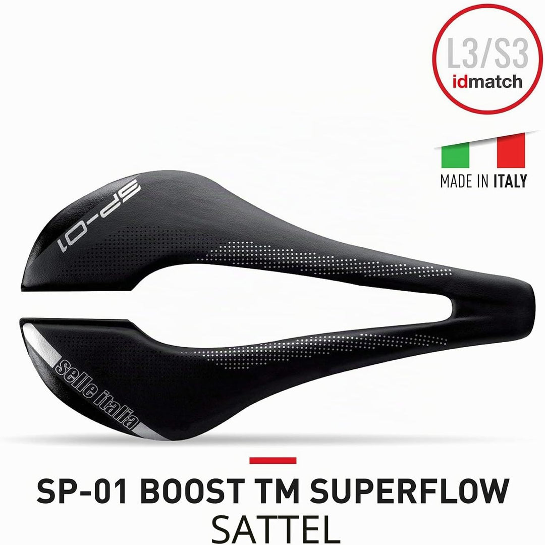 Selle Italia Unisex – Erwachsene Sp01 Boost Tm Superflow Sattel S Schwarz, S Schwarz