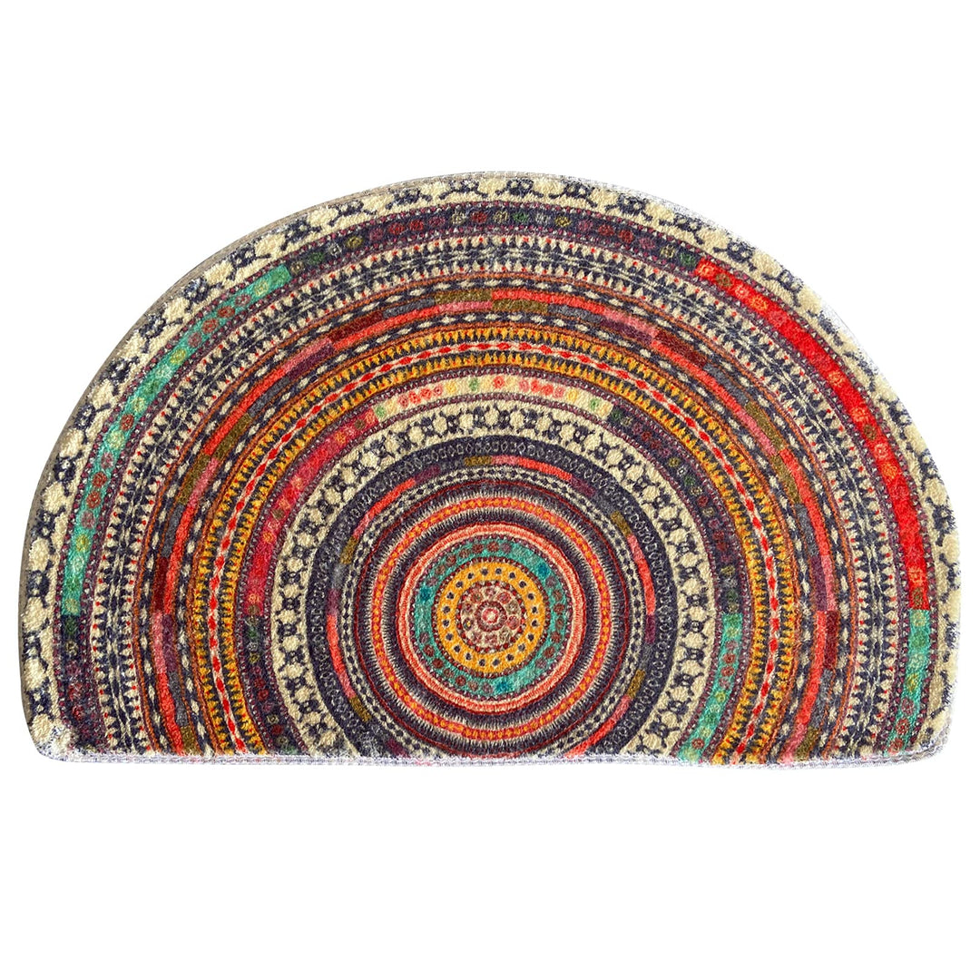 Halbrunde Fussmatte, halbrund, Badezimmerteppich, Mandala, Boho, Boho-Teppich, rutschfest, saugfähig