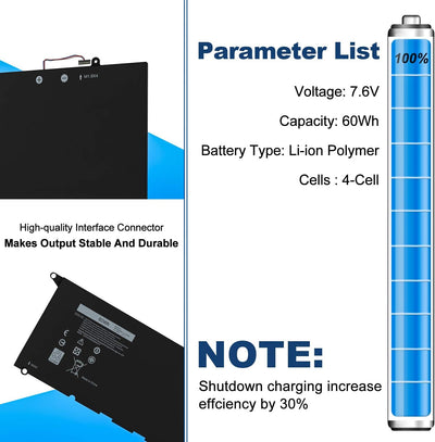 CREATESTAR PW23Y Laptop Akku für Dell XPS 13 9360 P54G002 D1605G D1605T D1609 D1609G D1705G XPS 9360