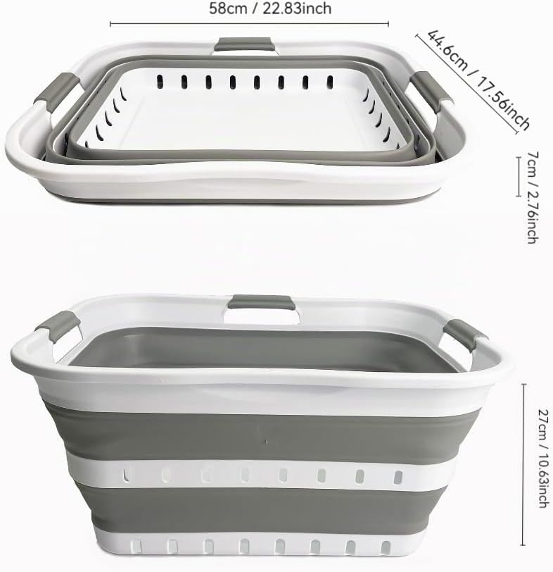 SAMMART 2er-Set 42L faltbarer Aufbewahrungskörbe/-behälter aus Kunststoff – zusammenklappbarer, plat
