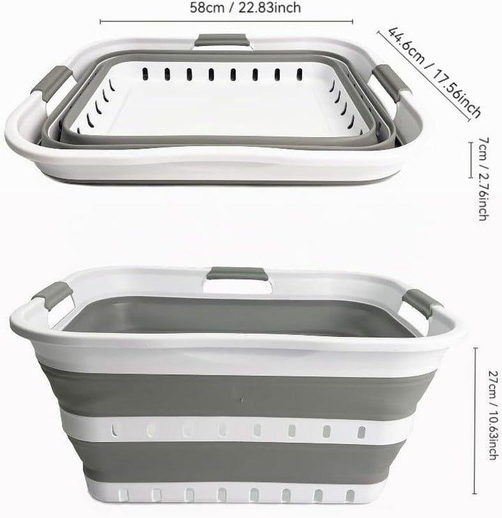 SAMMART 2er-Set 42L faltbarer Aufbewahrungskörbe/-behälter aus Kunststoff – zusammenklappbarer, plat