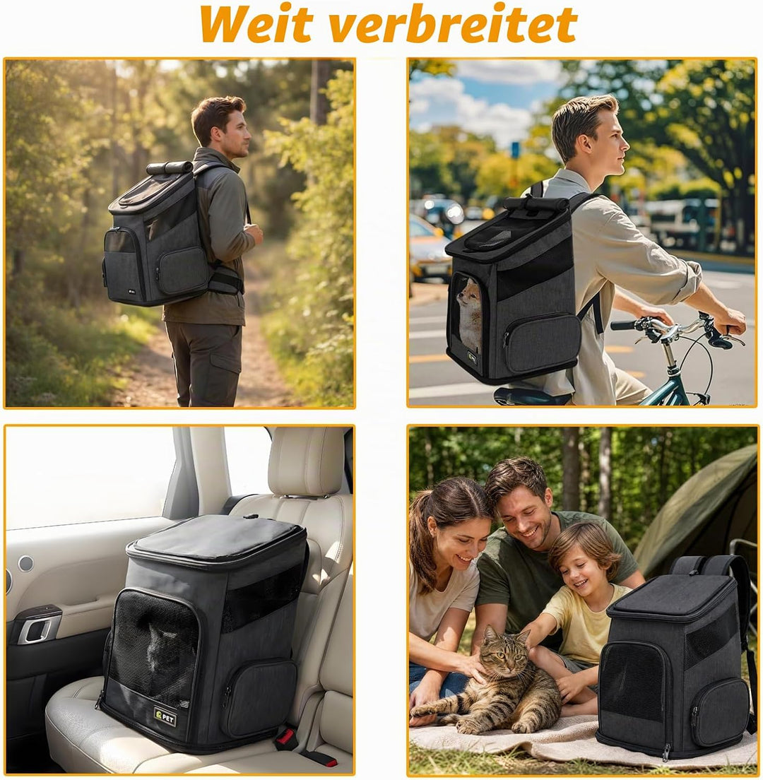 Katzenrucksack, Faltbarer Haustier-Tragerucksack für Katzen und kleine Hunde, Hunderucksack mit belü