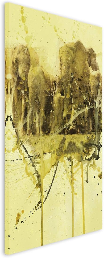 Elephants_Group_90x60cm Splash Art Paul Sinus Aquarell, Gemälde, Kunstbild auf Leinwand
