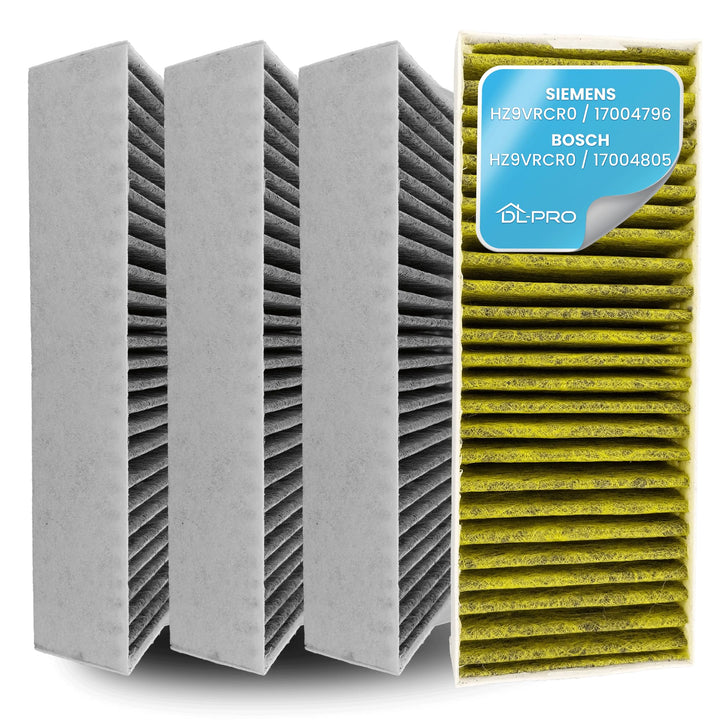 DL-pro Clean Air Aktivkohlefilter 4x Filter Dunstabzugshaube Set für Bosch HEZ9VRCR0 | Siemens HZ9VR