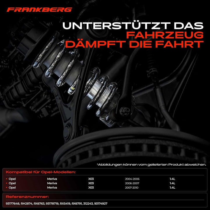 Frankberg 4x Federn Fahrwerksfeder Vorderachse Hinterachse Kompatibel mit Meriva 1.4L MPV 2004-2010