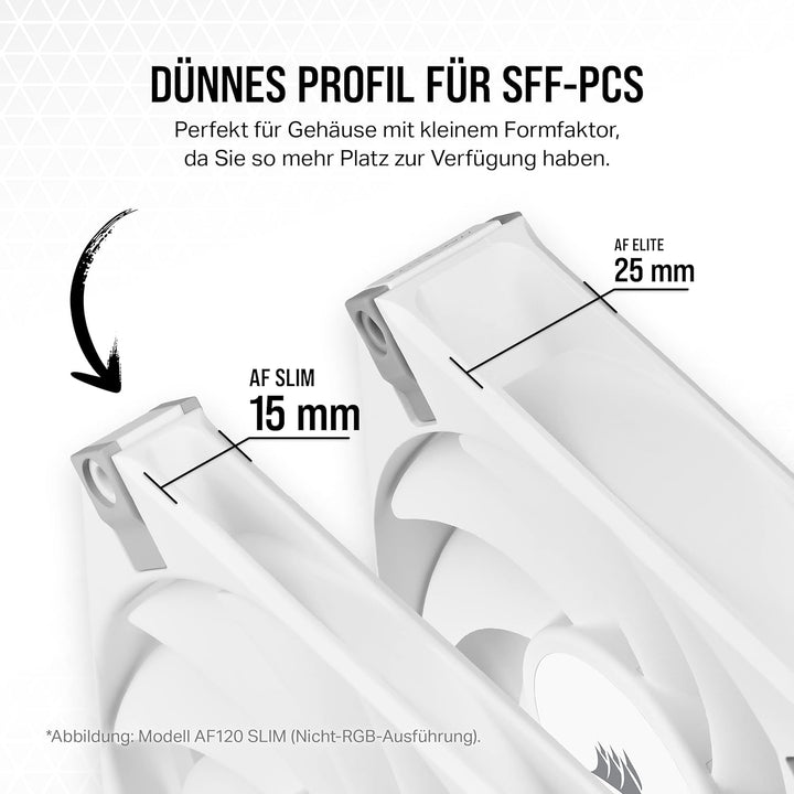 Corsair AF120 RGB Slim, 120-mm-PWM-Lüftersatz Mit Dynamischem Lager - Dünnes Profil Für Kleine Gehäu