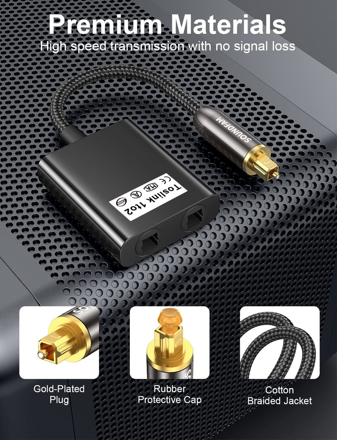 SOUNDFAM Toslink Splitter 1 In 2 Out Optisches Kabel Splitter Digitaler Audio Optischer Splitter Ada