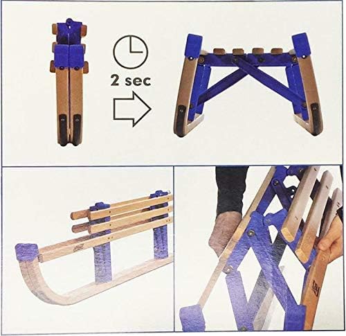 Colint Vt-Sport Klappschlitten Davos Mit Kunststoffbrücken Faltschlitten, Holz/Blau, 100 cm