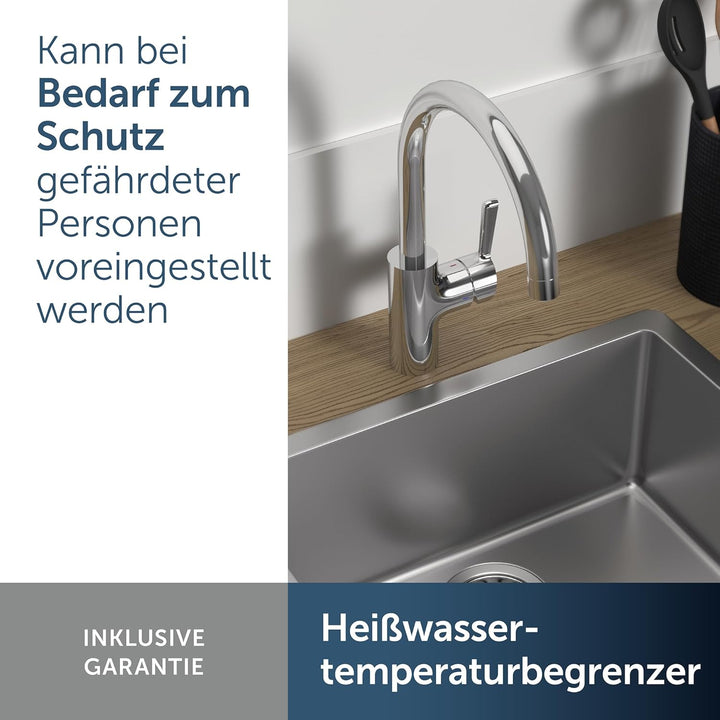 Ideal Standard Alero Küchenarmatur, Hochdruck, Auslaufhöhe 211 mm – Chrom C-Auslauf, C-Auslauf