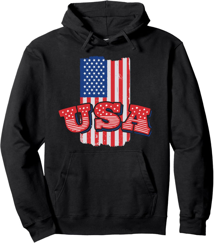 USA Motiv, Vintage Amerika Flagge Design Pullover Hoodie