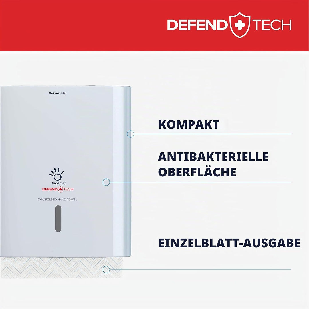 Papernet Defend Tech 416148 Papierhandtuchspender, antibakteriell, kompatibel mit Z/W-Falzhandtücher