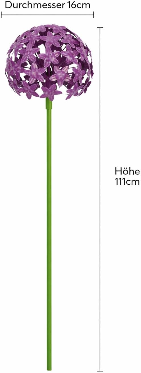 Allium Stick ArtFerro Purple – Metall-Gartenstecker lila, 16,2 × 16,2 × 111,2 cm – Wetterfeste Garte
