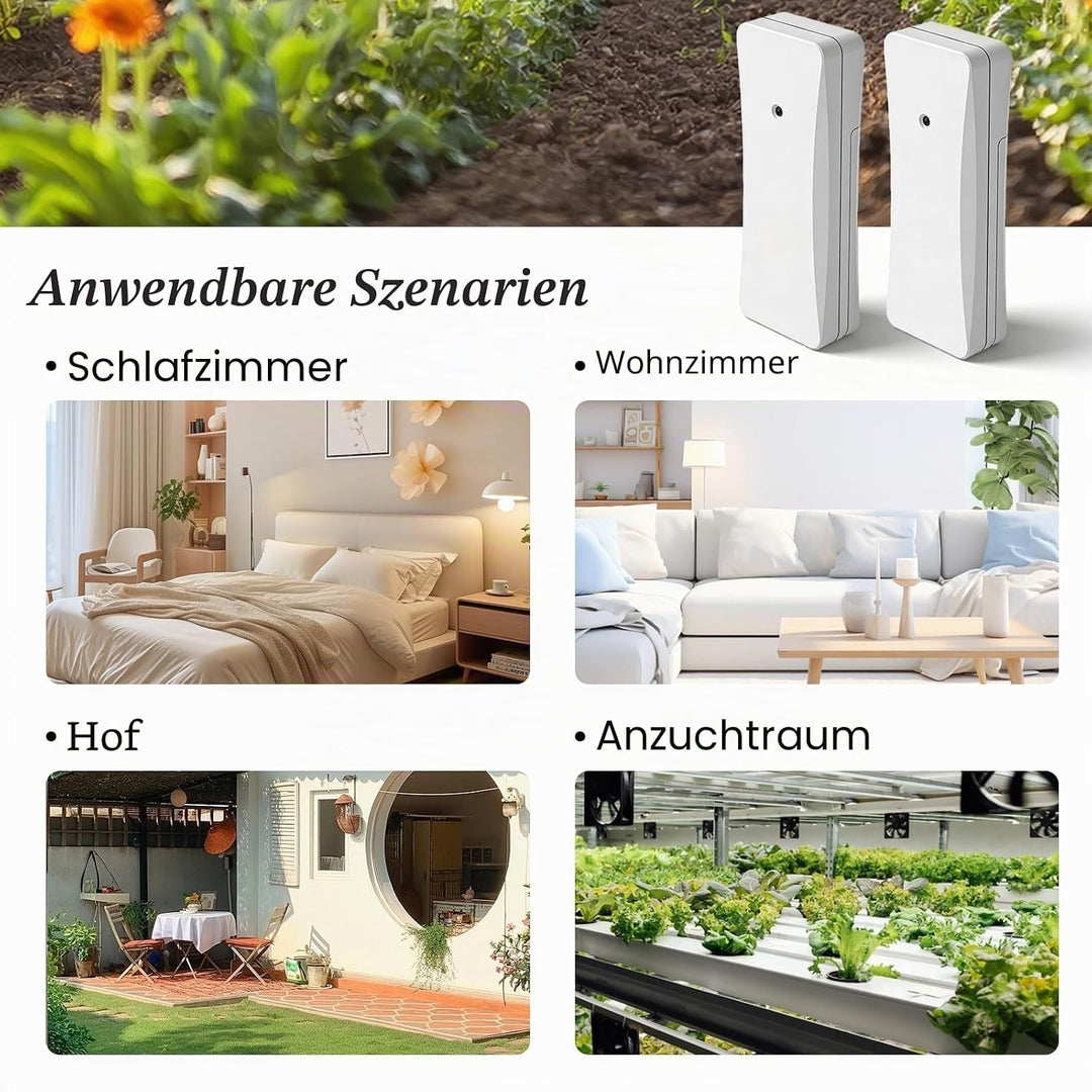 2 Stück Aussensensor für Wetterstation: Funk-Aussensensoren Verbinden mit der Basisstation, Drahtlos