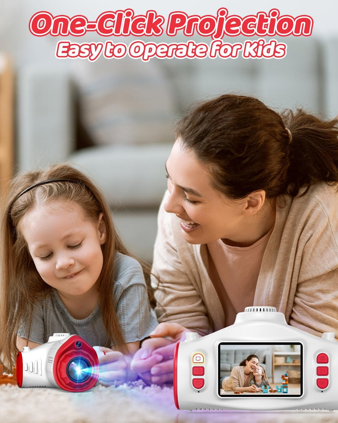 Kinderkamera, Usteetic 3 in 1 Beamer Projektor Kamera für Kinder 1080P Digitalkamera Kinder Fotoappa