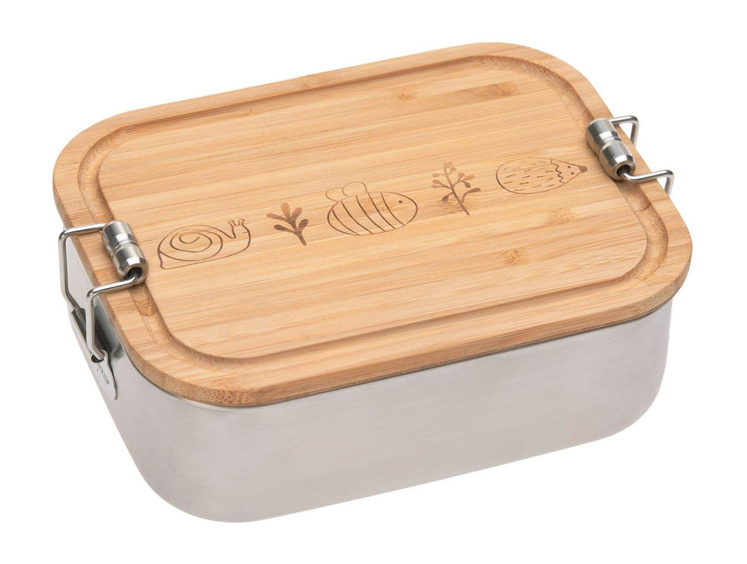 LÄSSIG Kinder Brotdose Edelstahl und Bambus Frühstücksbox nachhaltig Kindergarten Schule/Lunchbox Ad