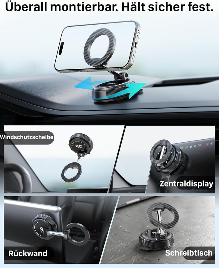 YOSH für MagSafe Autohalterung, Vakuum Handyhalterung Auto Magnet [Starker Vakuum-Saugnapf &amp; 22·N56