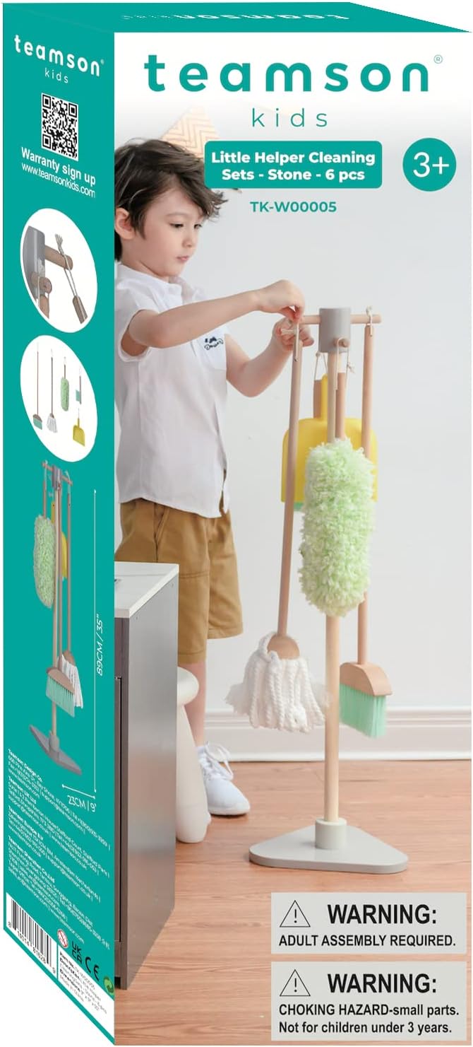 Teamson Kids Little Helper Reinigungsspielset Mit 6 Zubehörteilen Mehrfarben TK-W00005 | 6 Zubehörte