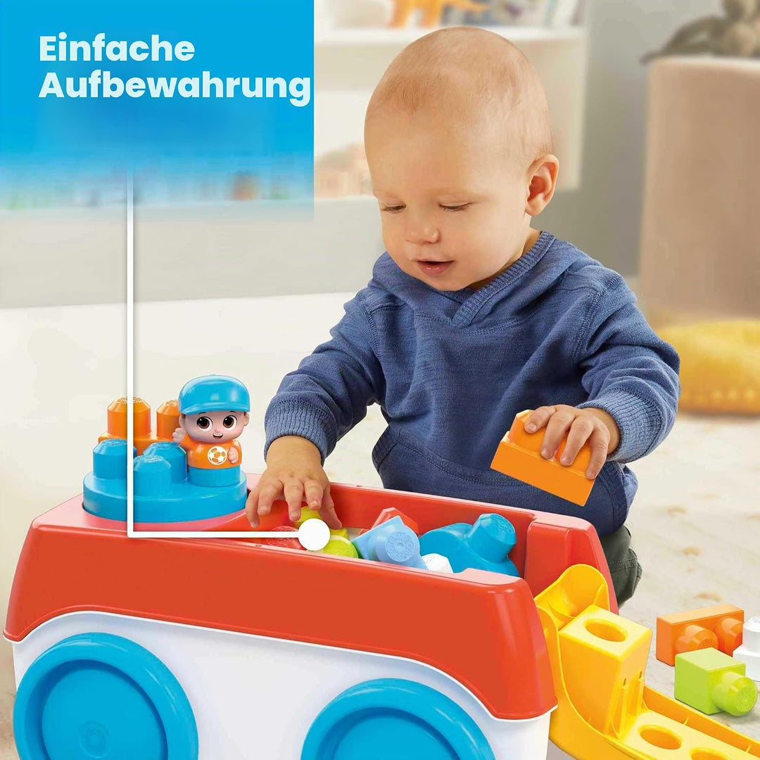 MEGA HHN00 - MEGA BLOKS Bauset Drehwagen für Bausteine mit 1 Drehwagen, 19 Bausteinen und 1 Figur, S