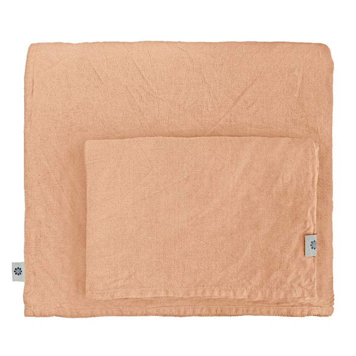 Linen &amp; Cotton Weicher Griff Bettwäsche Set Alicia - 100% Leinen Gewaschen, Coral Rosa (220 x 230 cm