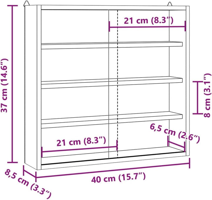 vidaXL Sammlervitrine aus Holz mit Türen, Wandvitrine für Wohnzimmer Esszimmer Schlafzimmer, Wandreg