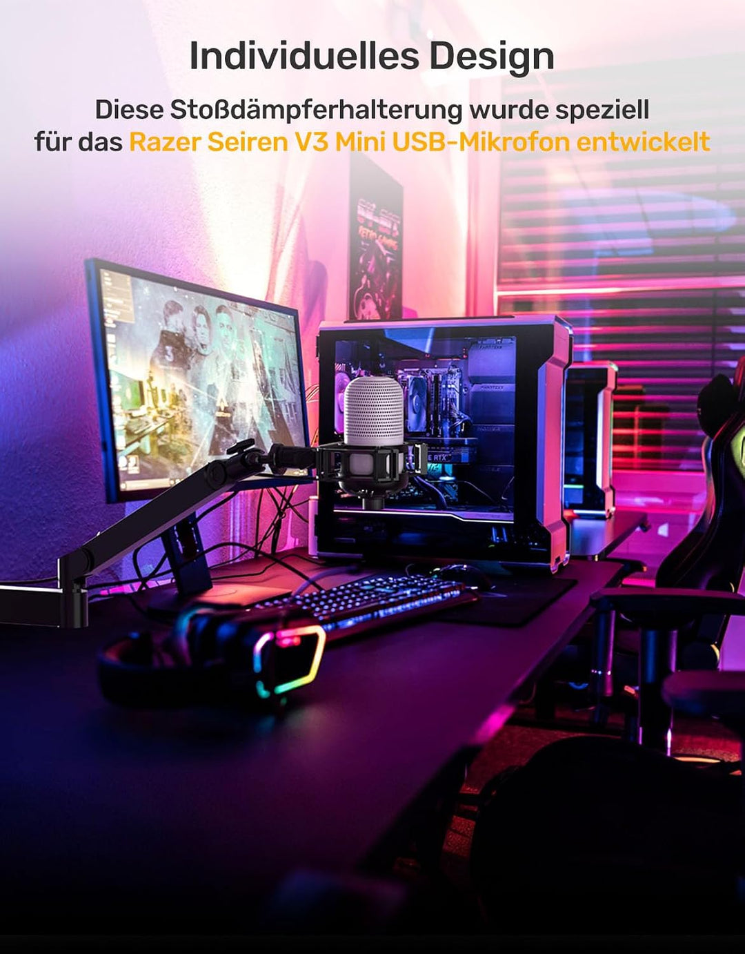 2026 Upgrade Razer Shock Mount für Razer Seiren V3 Mini USB/Mini Ultra, Professionelle Mikrofonspinn