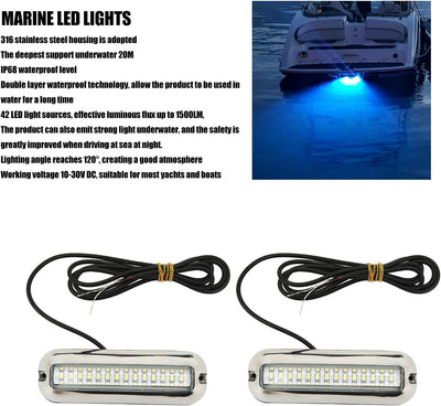 Yosoo Marine-LED-Leuchten, Marine-LED-Leuchten 42LEDS Wasserdichtes Unterwasser-LED-Bootslicht 10‑30