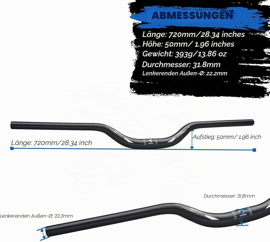 Corki Cycles Professioneller MTB Lenker 31,8mm, Fahrrad Lenker Aluminiumlegierung Leichter Fahrradle