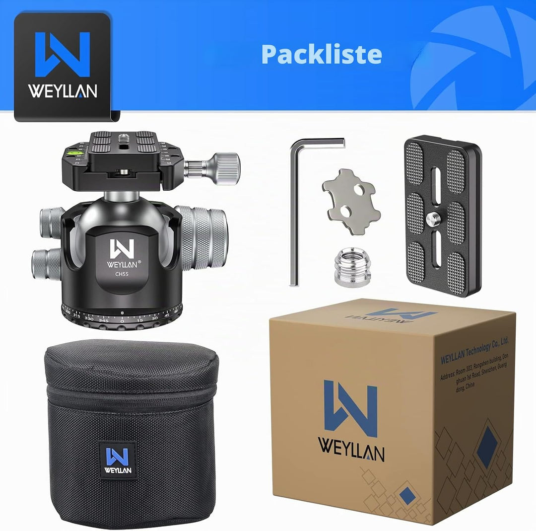 WELLAN Kugelkopf Stativkopf,Heavy Duty 360 Panorama-Stativkopf, CNC Aluminiumlegierung Stativ-Kamera