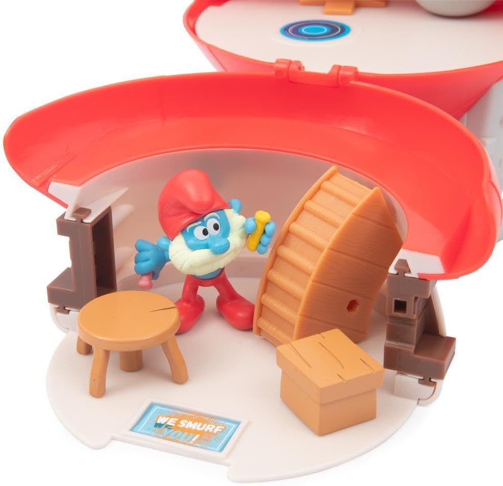 PITUFOS The Smurfs Magic Key Playset Papa House, Figurenhaus, Häuschen mit Kartoffelfigur 5 cm, Inne