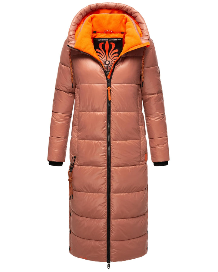Navahoo Damen Warmer Winter Steppmantel mit Kapuze Schmuseengel XS-XXL M Terracotta, M Terracotta