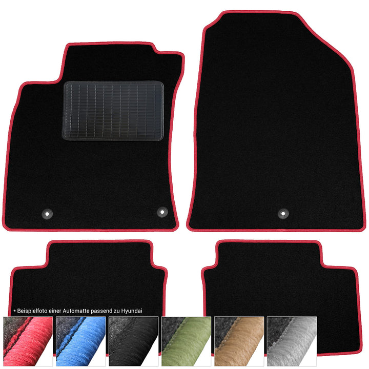 moto-MOLTICO Fussmatten Auto Velours Autoteppiche Schwarz Automatten Set 4-teilig passend für Hyunda