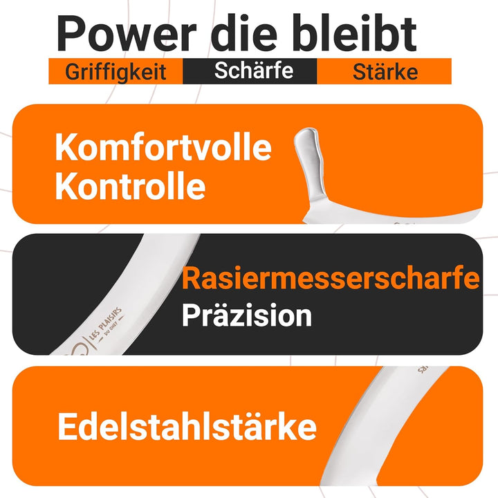 Extra scharfer Pizza Schneider/Pizzaschneider aus Edelstahl | Grosses Wiegemesser 30,5 cm mit Doppel