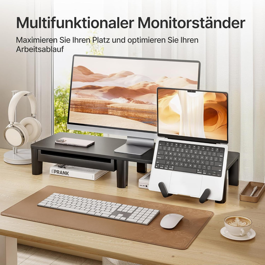 PEGZONE Monitor Stand Riser für Schreibtisch, ergonomischer Computer-Steiger mit Aufbewahrungs-Tasch