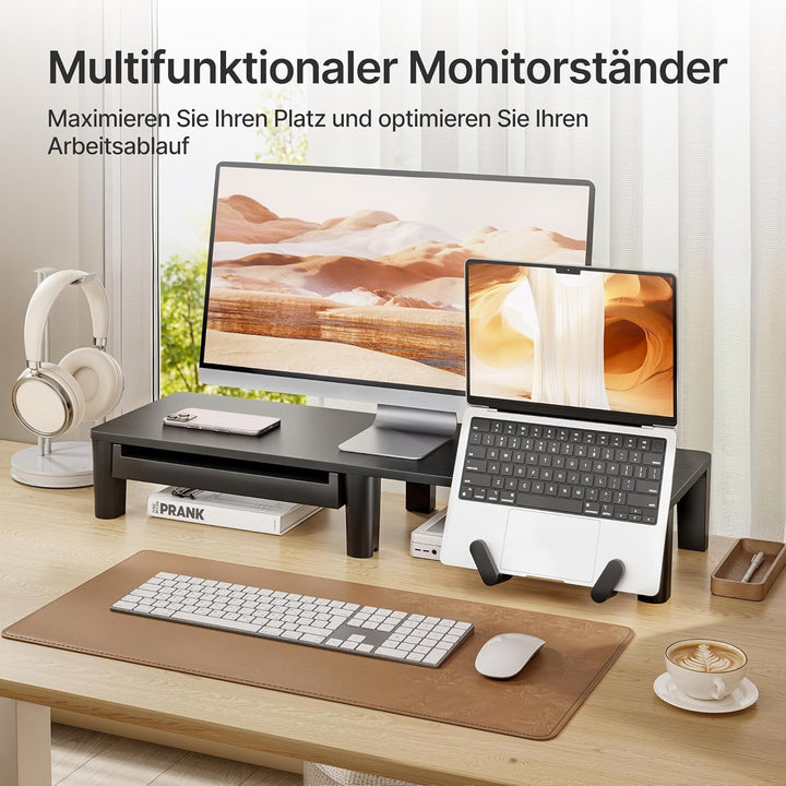 PEGZONE Monitor Stand Riser für Schreibtisch, ergonomischer Computer-Steiger mit Aufbewahrungs-Tasch