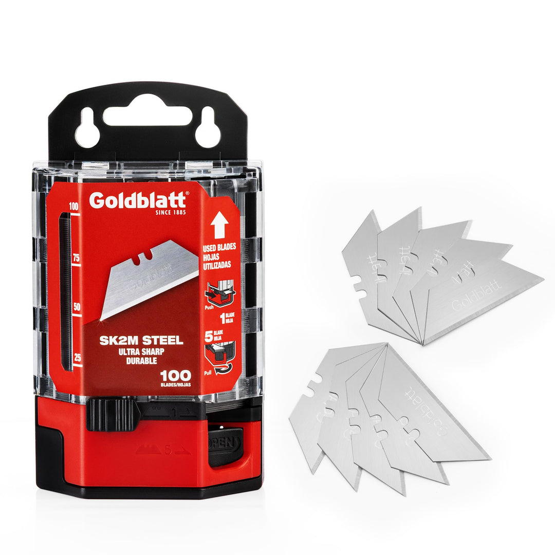 Goldblatt Trapezklingen 0,60 mm Klingenstärke 100 Pack Heavy Duty Utility Klingen Premium Gehärtetem
