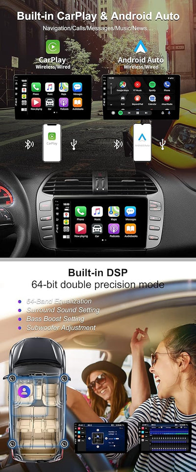 SXAUTO - 6G+128G - Android 12 IPS Autoradio für FIAT Bravo (2006-2012) - Eingebaut Carplay/Android A