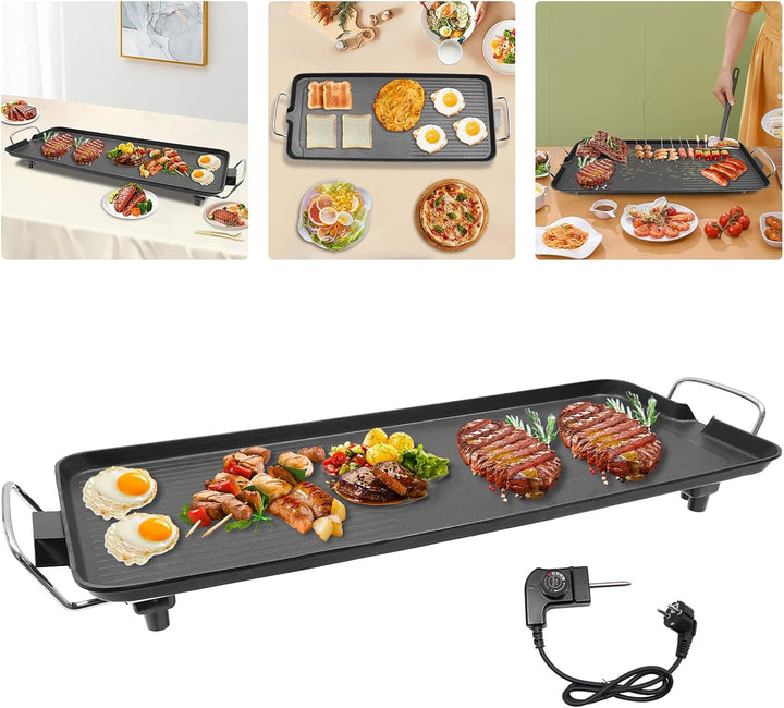 Elektrischer Tischgrill, Balkongrill Elektro, Grill Elektro Utomhus, 1500W Plancha Teppanyaki Grillp