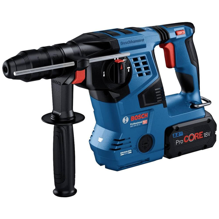 Bosch Professional 18V System Akku Bohrhammer GBH 18V-28 CF (inkl. Zusatzhandgriff, Fetttube, Schnel