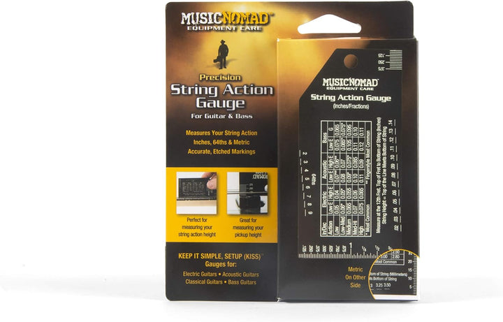 MusicNomad MN602 Precision String Action Gauge Ruler for String Height- Metric, SAE, 64ths Einzeln,