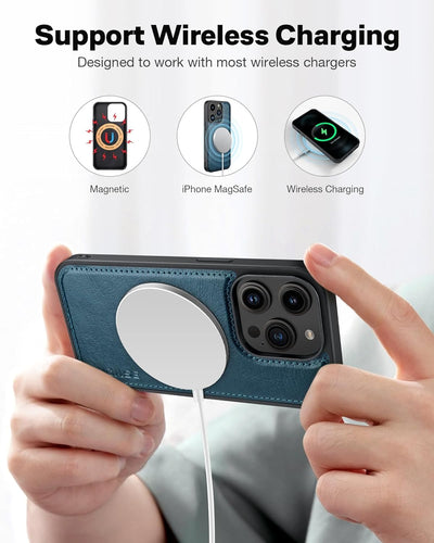 OCASE iPhone 15 Pro Max Hülle(2in1) Leder Stossfestes Case [Abnehmbare magnetische Hülle] [Kabellose