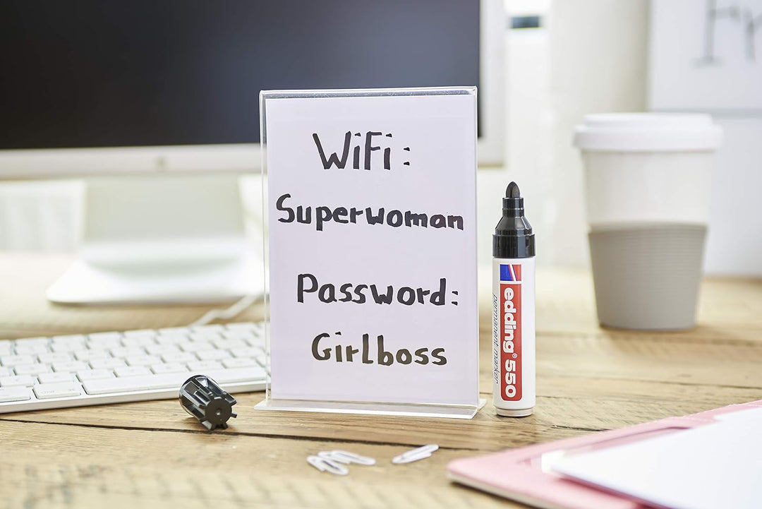 edding 550 Permanentmarker - schwarz - 10 Stifte - Rundspitze 3-4 mm - wasserfest, schnell-trocknend