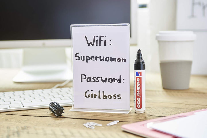 edding 550 Permanentmarker - schwarz - 10 Stifte - Rundspitze 3-4 mm - wasserfest, schnell-trocknend