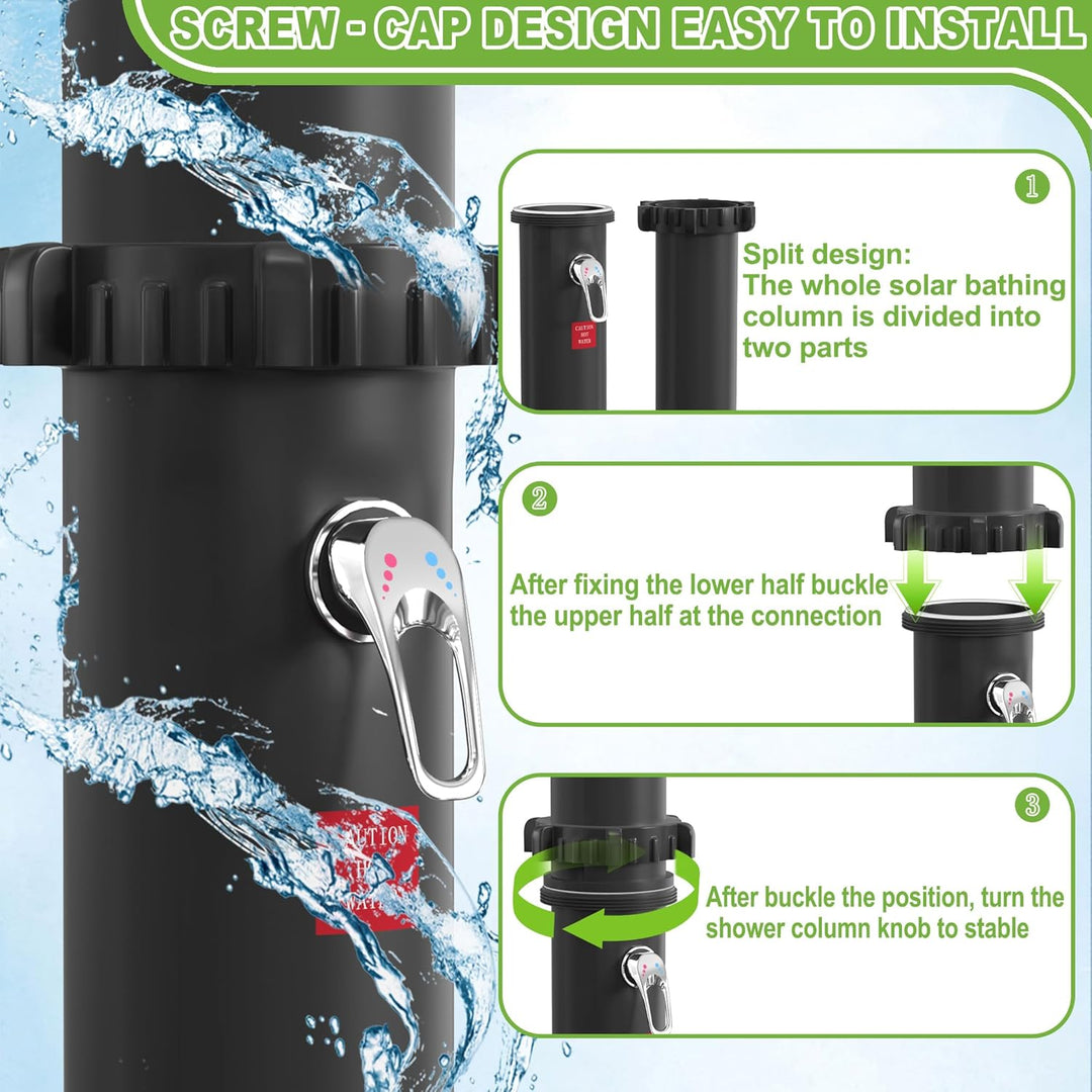 LZQ Solardusche 40 Liter Solar Gartendusche Pooldusche, Aussendusche Warmes Wasser max. 60°C mit Reg