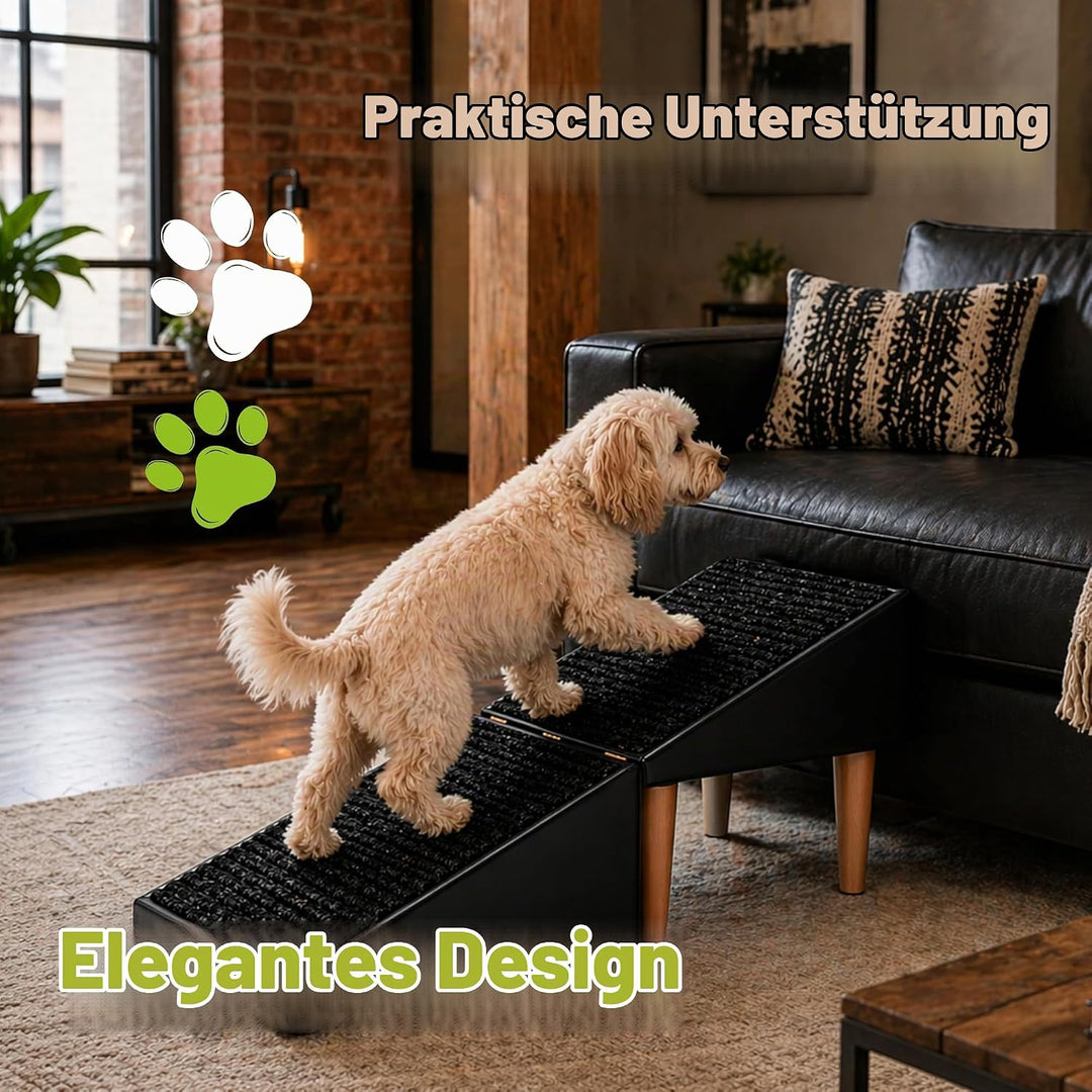 Outentin Hundetreppe Klappbar – rutschfeste Hunderampe &amp; Weiche Haustiertreppe für Kleine &amp; Grosse H