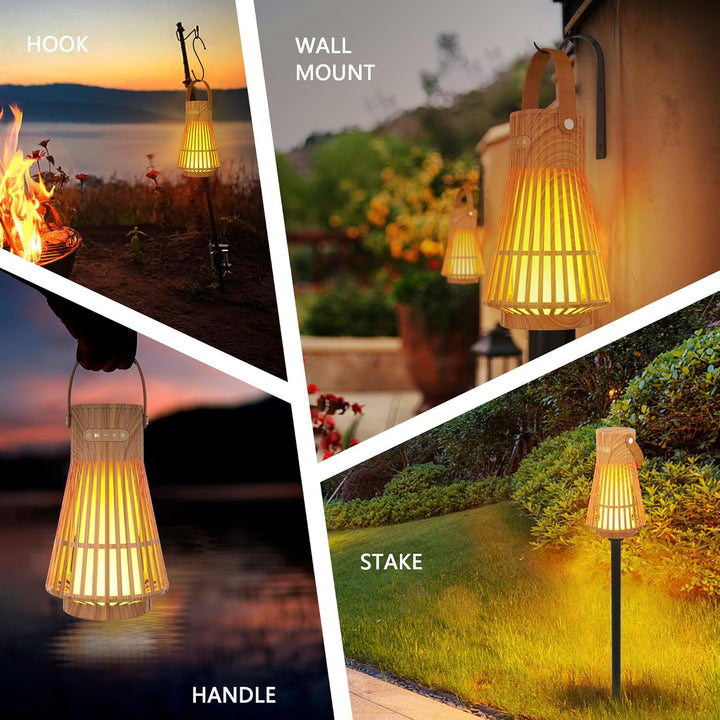 blonbar Outdoor Bluetooth-Lautsprecher mit Flammenlicht, Tragbarer Kabelloser Musikbox, IP65 Wasserd
