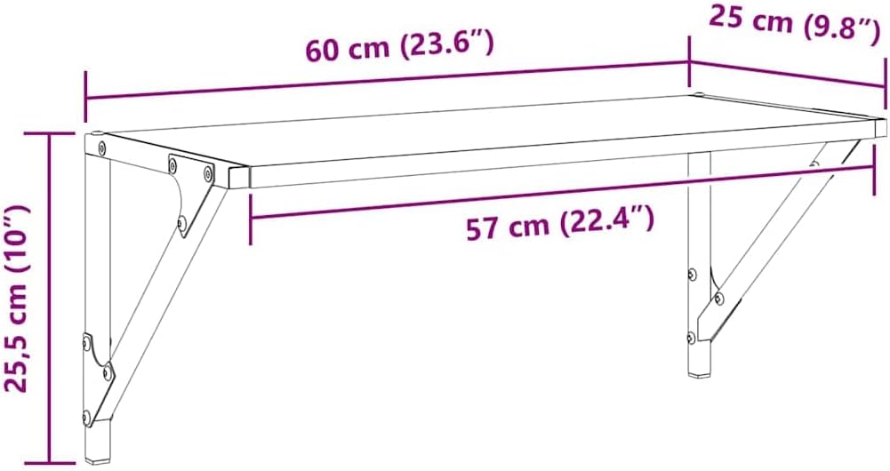 vidaXL Wandregale 2 pcs Artisan-Eiche 60 x 25 x 25,5 cm Holzwerkstoff, Moderne, robuste Wandregale,
