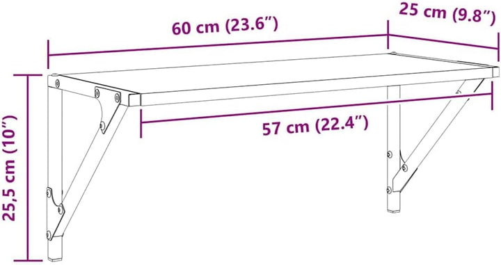vidaXL Wandregale 2 pcs Artisan-Eiche 60 x 25 x 25,5 cm Holzwerkstoff, Moderne, robuste Wandregale,