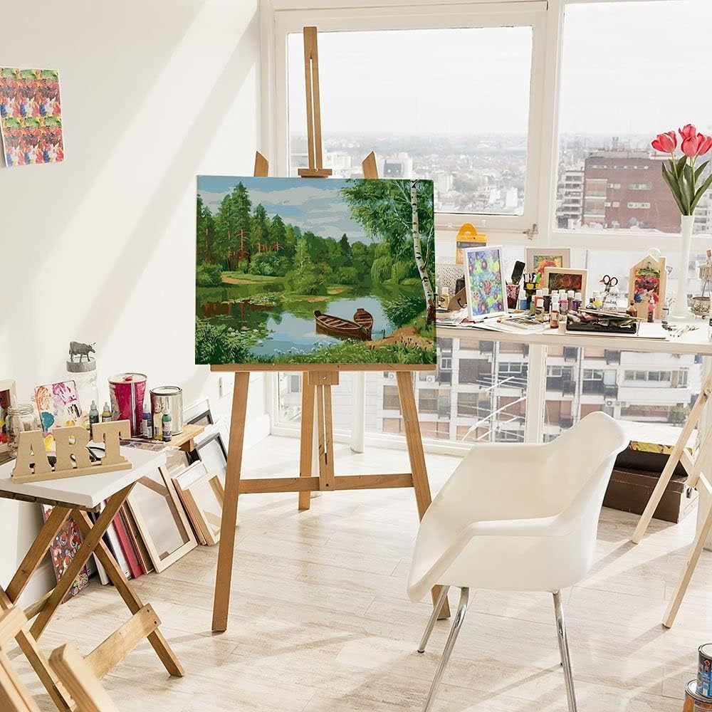 Artnapi Malen nach Zahlen Erwachsene mit Rahmen | DIY Handgemalt | Wald-Landschaft | Kit für Anfänge