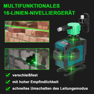 Kreuzlinienlaser mit Stativ Hancaner 4x360° 16 Linien-Linienlaser 3 ° kreuzlinienlaser selbstnivelli