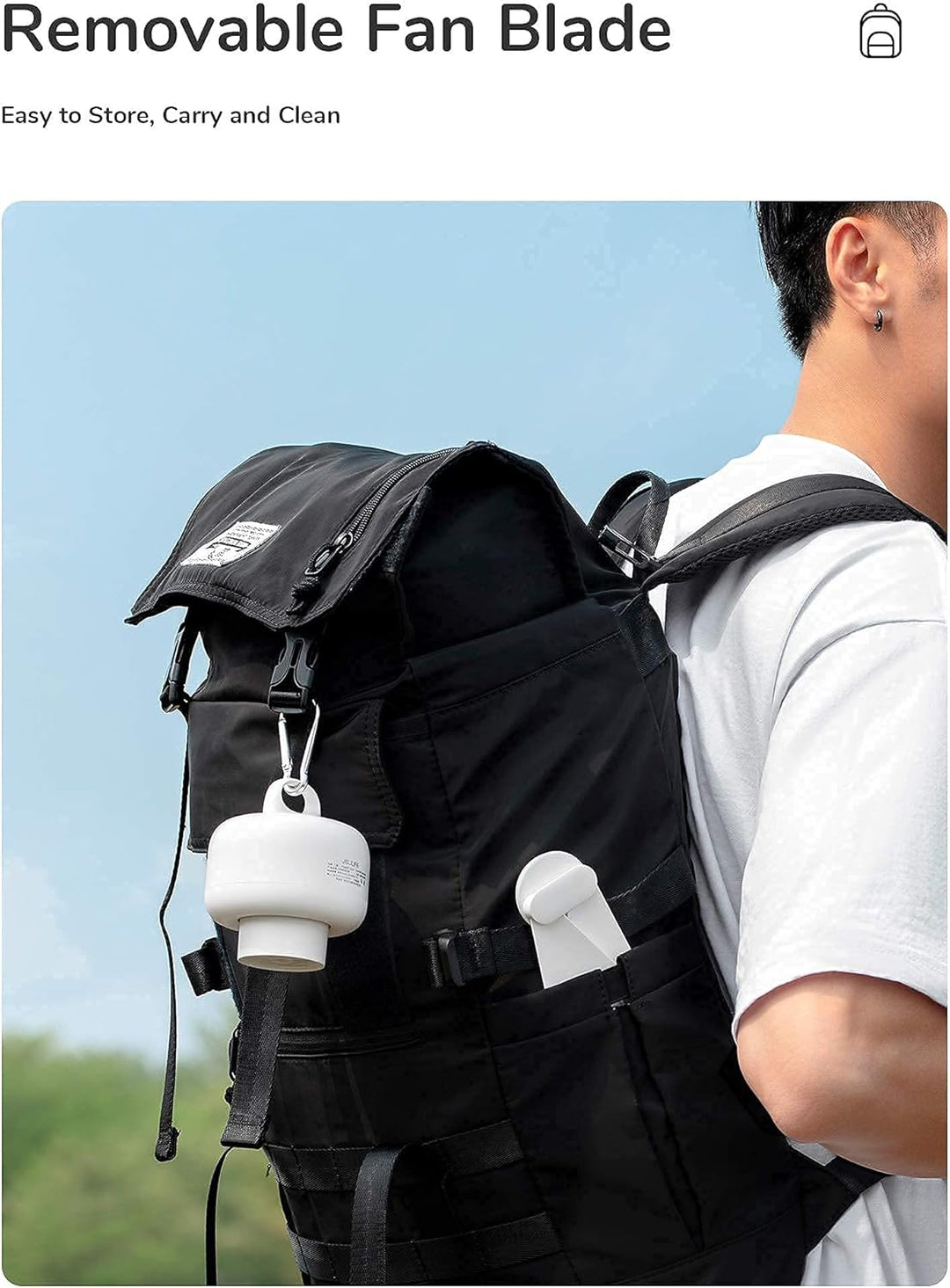 JISULIFE 8000mAh Camping Ventilator Batteriebetrieben, USB Wiederaufladbar mit Fernbedienung, Abnehm